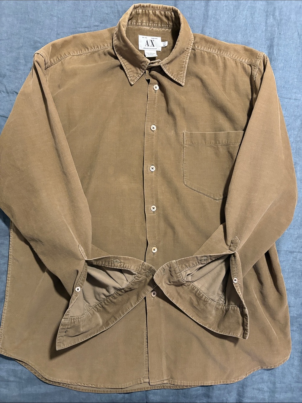 A/X Armani Exchange Men's Button-Down Corduroy Shirt - Tan